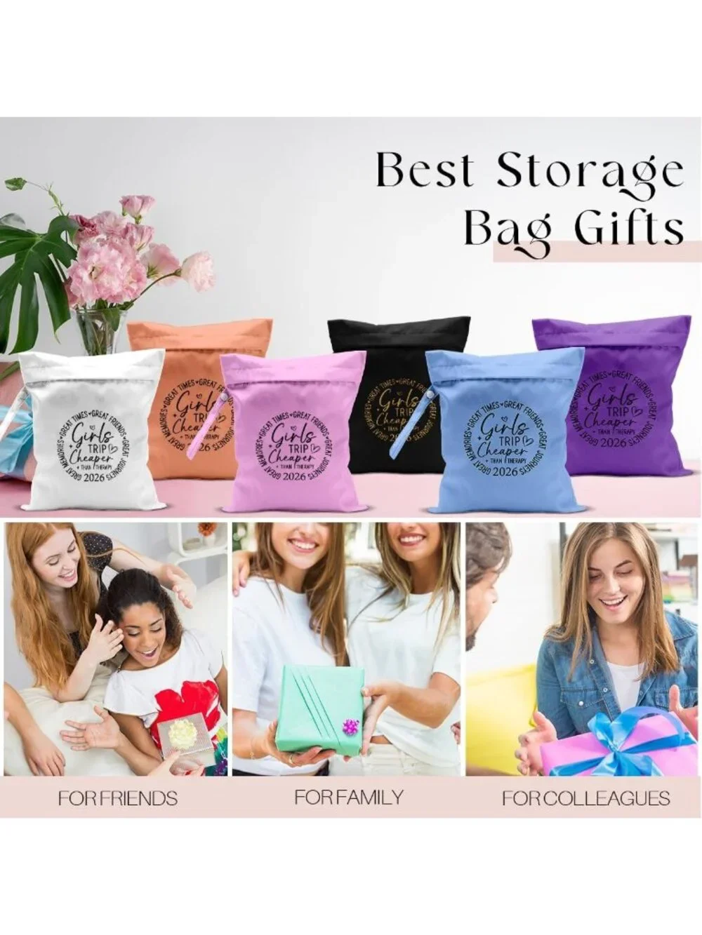 6Pcs Girls Trip Gifts Wet Dry Bags - Beach, Sunscreen & Toiletry Travel
